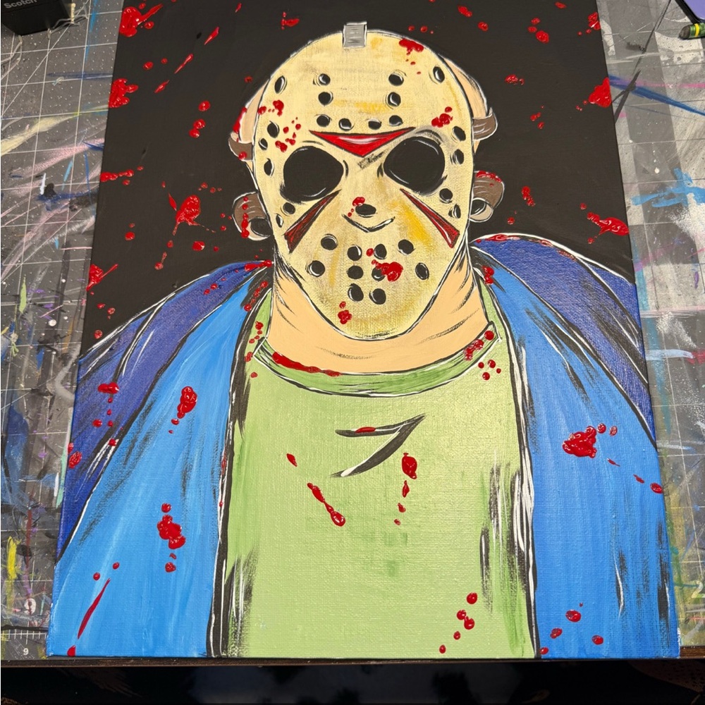 Horror Characters Jason & Micheal Myers canvas 16x20 handpainted original by me